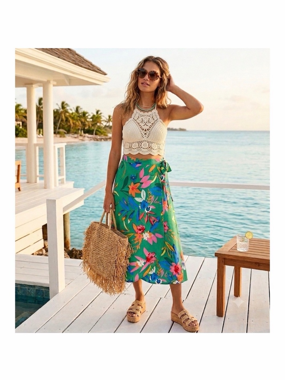 J. Crew Resortwear Vacation Beach Cover-Up Tropical Print Summer Midi Skirt NWT